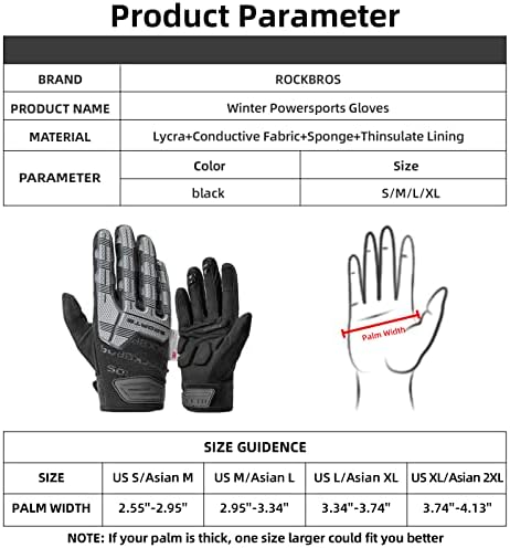 ROCKBROS zimske motociklističke rukavice za muškarce i žene termo motociklističke rukavice sa ekranom osetljivim na dodir sa palminim
