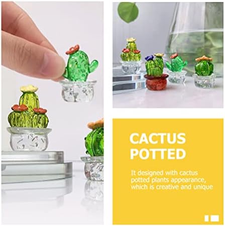 Homoyoyo 4pcs slatke kaktusne figurice Kristalno minijaturni stakleni umjetnički kaktus Početna Office Desk Stoltop Simulacija pustinjskih