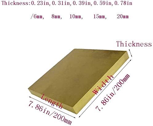 HAOKTSB mesing ploča mesing Lim blok kvadrat stan bakar ploča tablete materijal industrija kalup Metal DIY ručno Art 200mmx200mm čista
