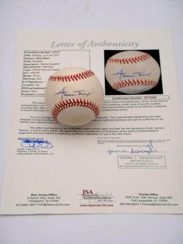Willie Mays JSA certificirani potpisan Rawlings NL bejzbol autogram HOF Auto - autogramirani bejzbol
