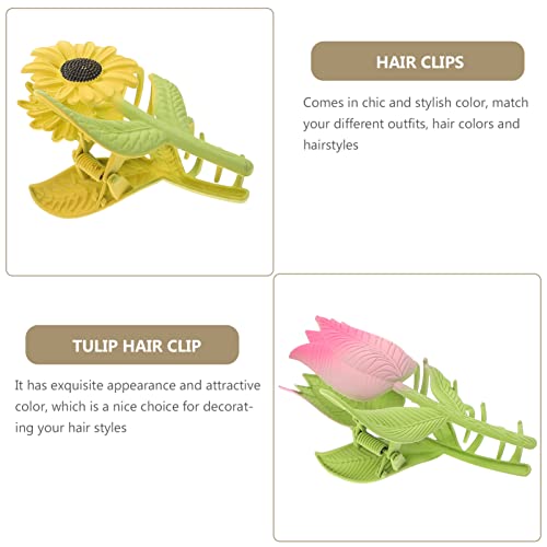 SOLUSTER STELI CLAW CLIP Suncokretorni kose 2pcs Big Tulip Cveća za kosu Clip Clip Tulip Sunflower Clip Ploč za glavu za glavu za
