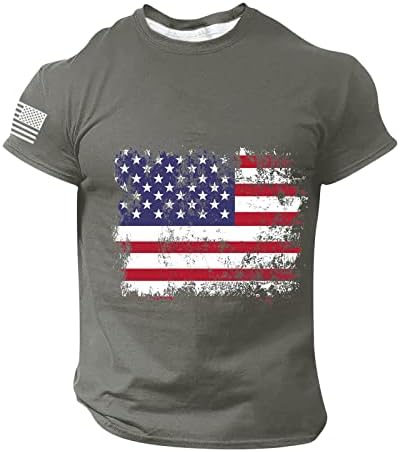 USA majica za muškarce kratki rukav 4. jula odijelo uznemirene USA zastava Patriotske majice u teretani mišića
