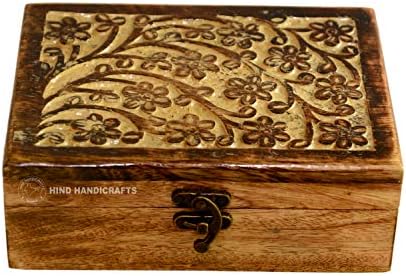 Antikne ručno rađene drvene gravirajuće ručno izrezbarene nakit za žene-muškarče Jewel | Akcenti za uređenje doma | Dekorativne kutije