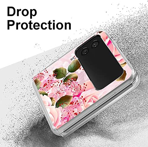 Bcov Galaxy Z Flip 3 5G Case, Pink Rose Flowers anti-Scratch Solid Hard case zaštitni Shookproof poklopac telefona za Samsung Galaxy