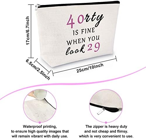 Sfodiary 40th Birthday Gifts For Women Makeup Bag 40 Year old Birthday Gifts Best Friend Gift Cosmetic Bag Wife Gift Ideas for 40th