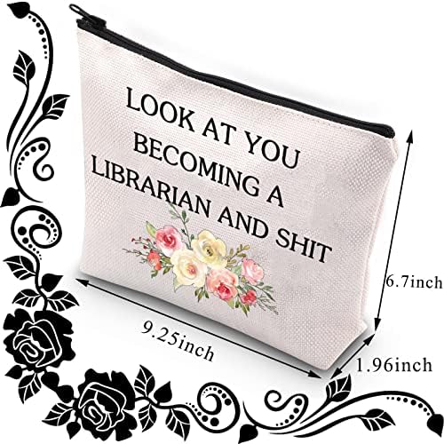 Bdpwss bibliotekar torba za šminkanje Novi bibliotekar poklon školski bibliotekar zahvalnost poklon bibliotekar putna torbica za čitanje