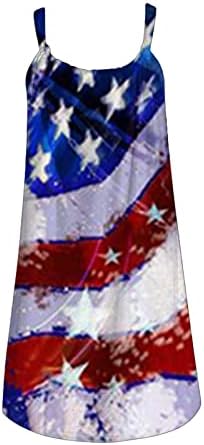 4. jula Ležerne ljetne haljine za žene Boho haljina sa američkom zastavom bez rukava Flowy Loose Mini Sundress