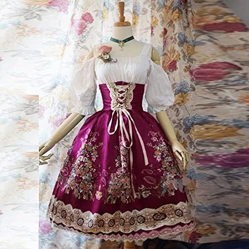 RbCulf Ženska haljina sa ramena Puff rukav klizna haljina Pertro Rockabilly princeza Cosplay haljina Gotička haljina