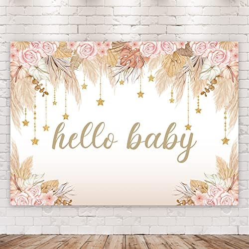 Riyidecor It's Twins Baby shower Decorations Backdrop 7wx5h Feet poliesterska tkanina Pink Floral Girls Blush Flowers Watercolor Leaves newborn Party Photography Background Decor Banner Studio Photo Shoot