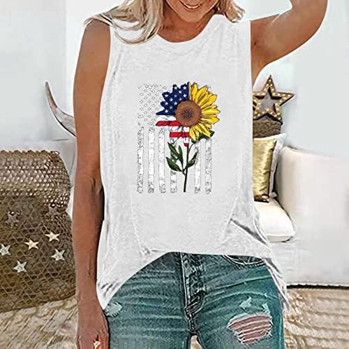LCEPCY Četvrti jul TANK TOP ženske američke zastave tiskane bez rukava labave ležerne ljetne majice Bluze