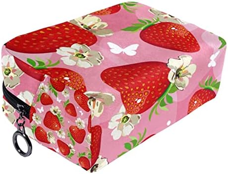 Tbouobt kozmetička torba za žene, torbe za šminke Sobno toaletna torbica Travel Poklon, ružičasto voće Jagoda cvijet moderni