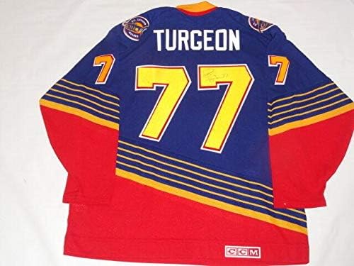 Pierre Turgeon potpisao # 77 Vintage CCM St. Louis Blues Jersey licencirani PSA COA - autogramirani NHL dresovi