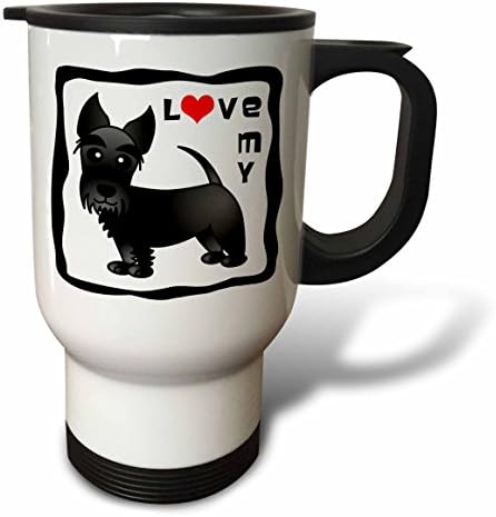3Droza Volim svoj škotski pas crno crveno srce putnicu, 14 oz, višebojni