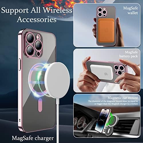 IKWZ magnetska jasna futrola za iPhone 14 Pro Max Case Magsafe sa kamerom zaštitnika zlatna elektroplata EDGE otporna na udarcu za