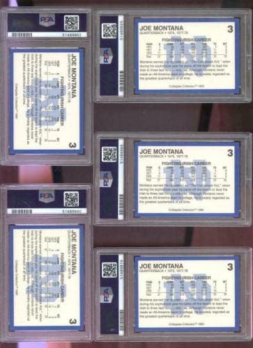 1990. Notre Dame Promo Collegiate Collection 3 Joe Montana Ocjenjina kartica PSA 5 - Neintred College kartice