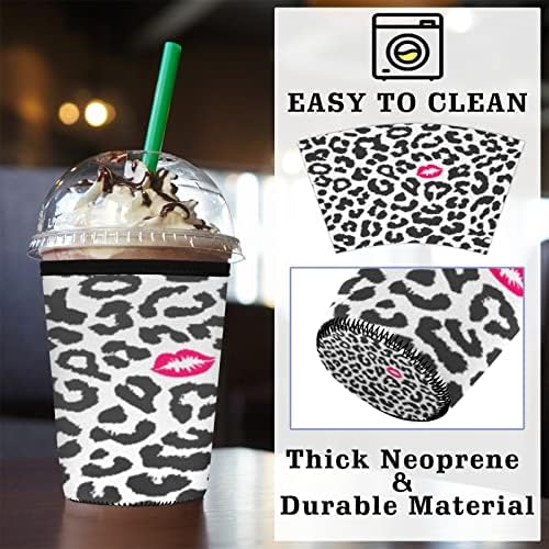 Bardic rukavi za kafu, a životinjski leopard tekstura uzorak uzorak za usne visoke gustoće izoprenske rukave za kavu, za višekratnu upotrebu za vruće, ledene pića čaše čaša rukavice