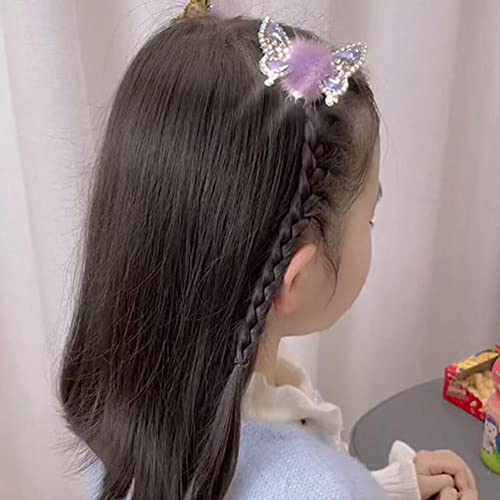 1 parovi 3D klip za kosu za leptir, slatki šareni kristalni metalni isječci sa pompomom za žene i djevojke Rhinestone Butterfly Barrettes Kombine za kosu Leptir pribor za kosu