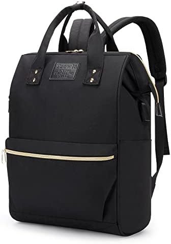 Tzowla backpack za žene za žene, nošenje ruksaka, izdržljiva vodootporna, lagana težina, ojačane ivice i čelični okvir, metalni patentni zatvarači, putovanja, crna, 15.6 inča