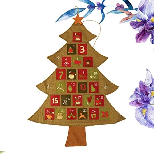 NOLITOY Advent rustikalni posteljina džepovi vrata Božić Ornament kalendar djeca za sa visećim stablo potrepštine ukras ukrasi oblik