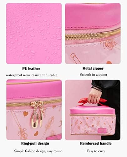 NocksyDecal Sejlor Moon torba za šminkanje Pink, slatka prenosiva putna organizatorka za kozmetiku, kožna vodootporna torba za odlaganje