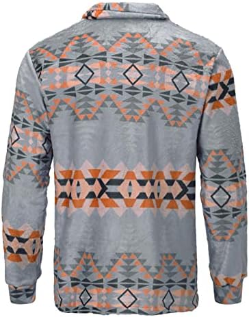 XXBR MENS Fuzzy Sherpa Pleaid Aztec pulover Duks fleece jakna Zimska dugačka dugačka dukserica sa džepom
