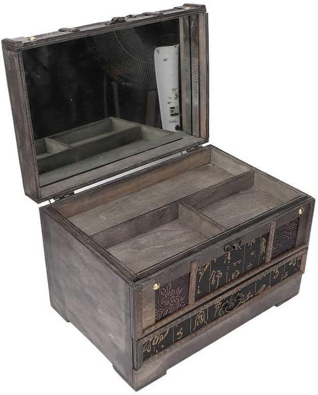 QUUL Vintage kutija za odlaganje nakita drvena šminka elegantna za toaletni sto