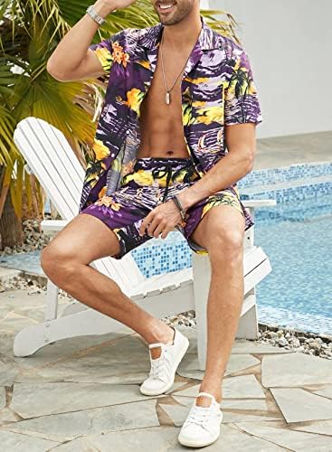 Jmierr Men Short Sets Outfits 2 komada, Ležerne prilike ljeto niz Havajska košulja kratkih rukava i kratke hlače