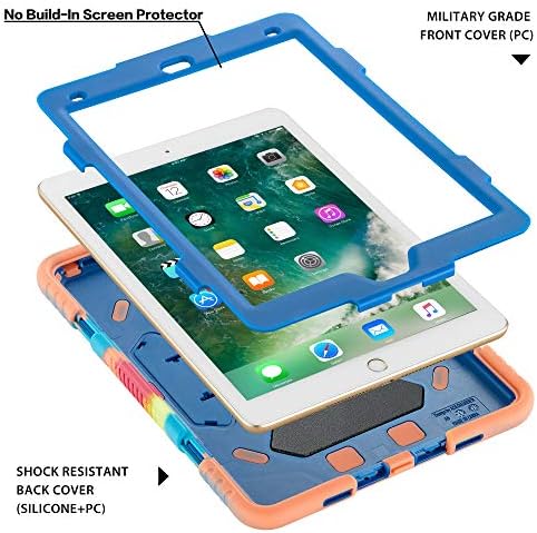 IPad Case 9,7 inča za 2017. iPad 5th generacija / 2018 iPad 6th generacija / iPad Pro Case / iPad Air 2 Case, teška stručna zaštita od udaraca - led / plava