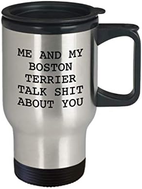 Boston Terrier Stuff - Merchandise - Tumbler - Poklon ideje - Kup pokloni - Izolirana šolja za kavu - smeđa - Sku Mig