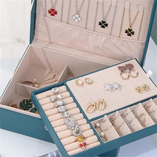 DANN kutija za odlaganje veliki kapacitet sa bravom dvoslojni nakit prsten naušnice ogrlica narukvica nakit flanel kutija travel Storage