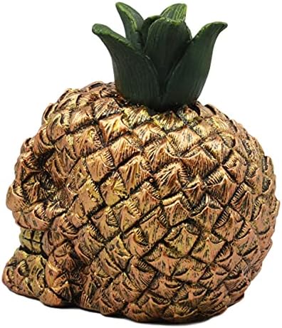 Ebros Havajski tropski ananas zlatno zlatno lobanje figurice 6 visoka voćna statua za glavu kostura za Noć vještica u mrtvom sablasno dekoru