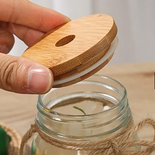 9kom Mason Jar poklopci sa rupom, 70mm za višekratnu upotrebu redovne usta bambus Mason Jar poklopci, piće poklopac poklopac za široka