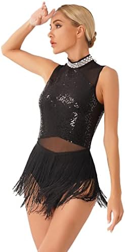 Ranrann ženska latino plesna haljina mreža sa dugim rukavima salsa cha-cha rumba ballroom kostim