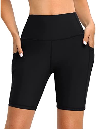 CHNNKKAOP pamuk Yoga šorc sa džepovima stomak crtanje pantalone korzet struk Hip podizanje visokog struka suspenzije šorc za
