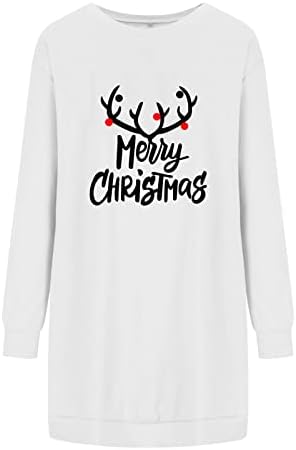 Ruziyoog ženska Casual dukserica Božić Santa štampana duge rukave Dress Shirts Mini pulover haljine sa džepovima