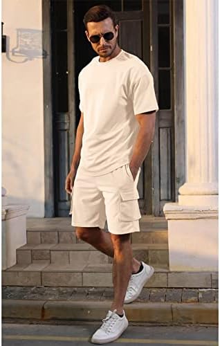 Aulemen Muška 2 komada set košulje za trezoru Ležerne prilike kratkih rukava ljetni sportske odjeće za muškarce s džepom tereta