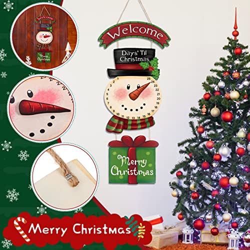 Sawysine Božić odbrojavanje dekoracije drveni Welcome Advent Kalendar sat Decor dani til Merry viseći zid znak za Božić Holiday Indoor