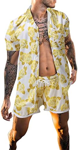 Muškarci Ljetni modni odijelo Orijentacija za slobodno vrijeme ispisano set Havajska majica na plaži Kratki casual 34s odijelo