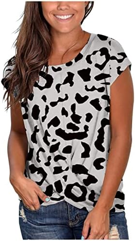 Bluza djevojke kratki rukav pamučna posada vrata zvijezda Leopard Print cvjetna grafika labavog kroja Lounge bluza Tee za žene