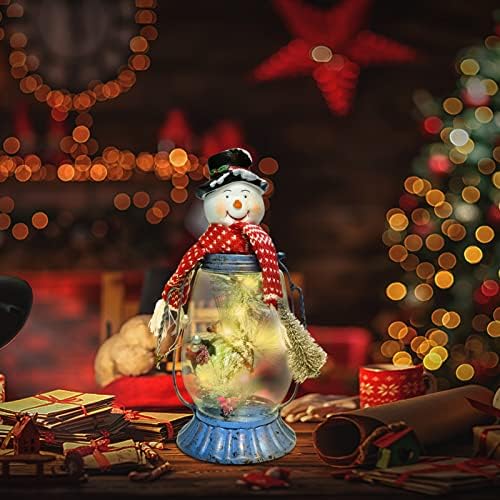 Phreewill Božićne stolove ukrasi Snjegović figurice 12 LED, 10 inča božićne središnje djeluju Stakleni stolni svjetiljki, metalna