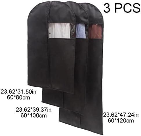 Ruluti torba za odjeću 3kom viseća presvlaka za odjeću s punim patentnim zatvaračem otporna na prašinu torba za nošenje s prozirnom