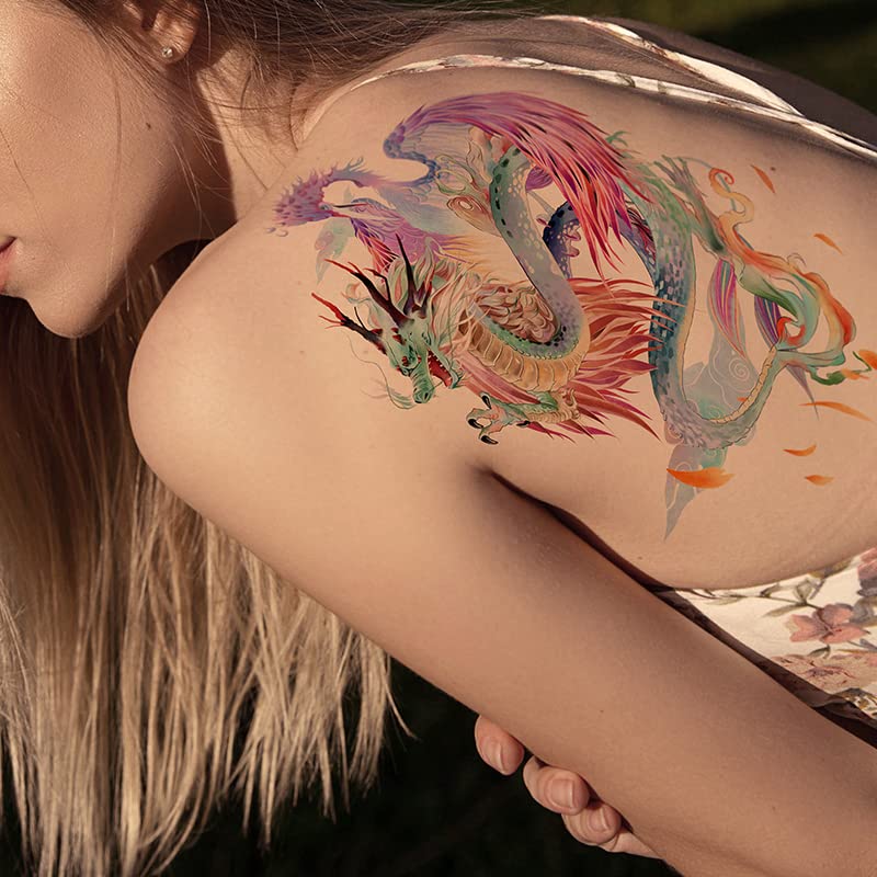 DRAGON i Phoenix naljepnice za tetovažu Sažetak ličnosti kineski stil Jednostavno trajno rame vodootporne muškarce i žene lično