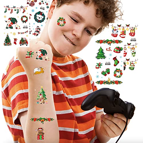 Božić privremena tetovaža za djecu zimske naljepnice za ukrase za tijelo za tijelo lažni tetovaže komplet 12 listova Xmas Holiday