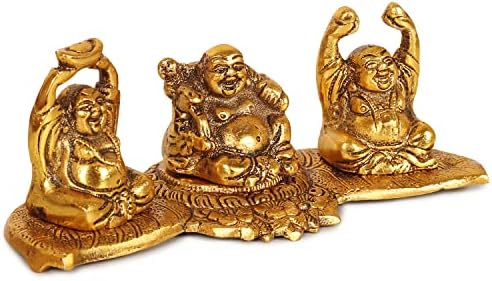 Mandala smijeh Buda Metalni sjedeći statua monah figurica akcent Početna Dekor Gold Boja 3 pozira Feng Shui Decoration