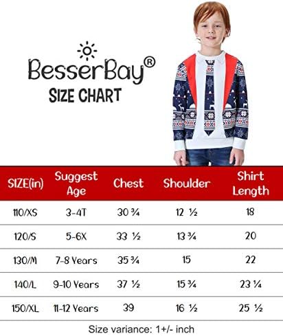 Besserbay Kid's Božićni ružni dukseri Xmas Funny majica s dugim rukavima 4-14 godina