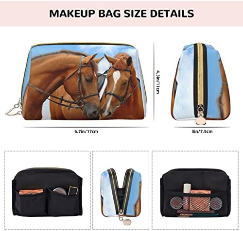 Aseelo Par konj male kozmetičke torbe kožne prijenosne šminke kozmetičke vrećice za žene šminke torbica torbica za toaletna torba