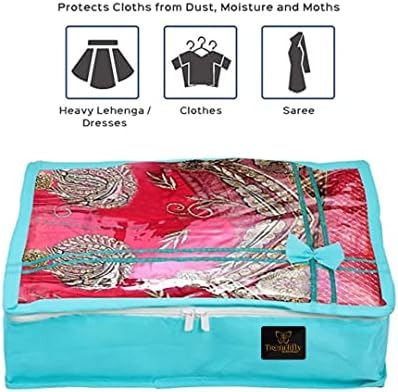 Trendifly netkani Saree Cover set od 10 dizajn luka prozirna Saree torba za odlaganje Navlaka za odjeću sa kombinacijom patent zaključavanja