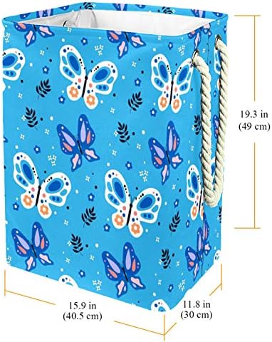 MAPOLO korpa za veš leptir plava sklopiva platnena korpa za odlaganje veša sa ručkama odvojivi nosači koji dobro drže vodootporne
