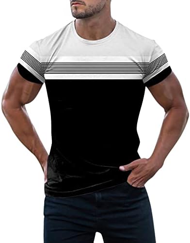 XXBR MENS Ljeto V rect kratki rukav T-majice Stripe u boji blok patchwork atletski mišićni sport Slim Fit Tee vrhovi