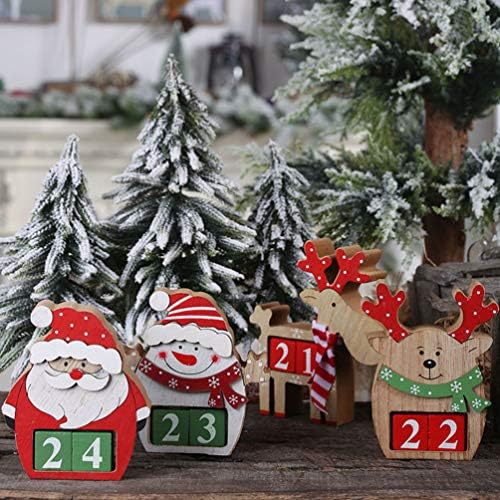Didiseaon drveni dekor drveni Božić Advent Kalendar Santa Claus odbrojavanje kalendar s brojem drveni blokovi Božić stolni ukrasi